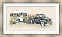Framed Vintage Flower Truck and Trailer