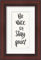 Framed Be Nice or Stay Quiet