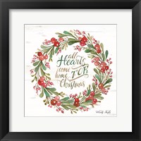 Framed All Hearts Come Home for Christmas Berry Wreath