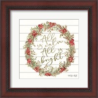 Framed All is Calm Berry Wreath