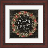 Framed Very Merry Christmas Wreath
