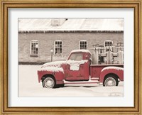 Framed Old Sled Works Red Truck