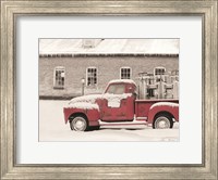 Framed Old Sled Works Red Truck