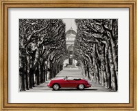 Framed Roadster in Tree Lined Road, Paris