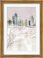Framed Blushing Manhattan Map I