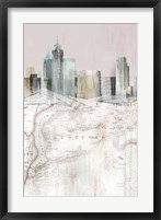 Framed Blushing Manhattan Map I