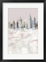 Framed Blushing Manhattan Map II