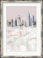 Framed Blushing Manhattan Map II