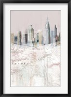Blushing Manhattan Map II Framed Print