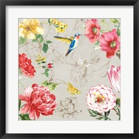 Framed Hummingbird Botanical I