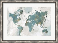 Framed Teal World Map