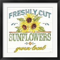 Framed 'Sunflower Fields III' border=