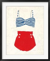 Framed Retro Swimwear IV Newsprint