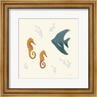 Framed 'Ocean Life Seahorses' border=