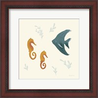 Framed 'Ocean Life Seahorses' border=