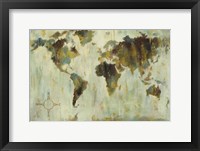 Framed Bronze World Map