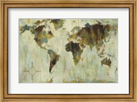 Framed Bronze World Map