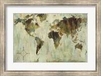 Framed Bronze World Map