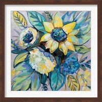 Framed 'Sage and Sunflowers I' border=