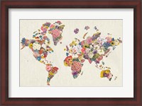 Framed Botanical Floral Map Light