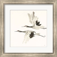 Framed 'Zen Cranes I Warm' border=