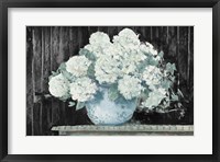 Framed White Hydrangea on Black Crop