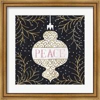 Framed Jolly Holiday Ornaments Peace Metallic