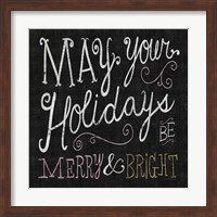 Framed Quirky Christmas Merry and Bright Metallic