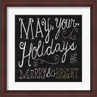 Framed Quirky Christmas Merry and Bright Metallic