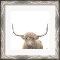 Framed Highland Cow Sepia Sq