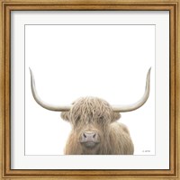 Framed Highland Cow Sepia Sq