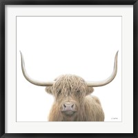 Framed Highland Cow Sepia Sq