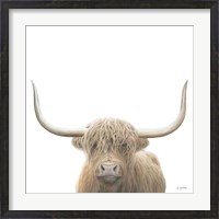 Framed Highland Cow Sepia Sq