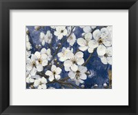 Framed Cherry Blossoms I Indigo Crop