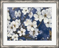 Framed Cherry Blossoms I Indigo Crop
