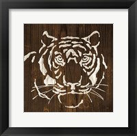 Framed White Tiger on Dark Wood