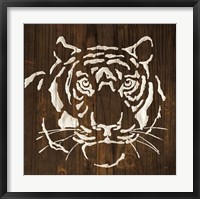 Framed White Tiger on Dark Wood