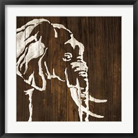 White Elephant on Dark Wood Framed Print