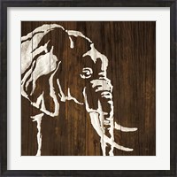 Framed White Elephant on Dark Wood