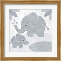 Framed Safari Fun Elephant Gray no Border