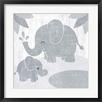 Framed Safari Fun Elephant Gray no Border