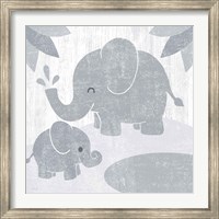 Framed Safari Fun Elephant Gray no Border