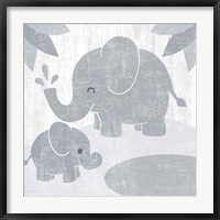 Framed Safari Fun Elephant Gray no Border