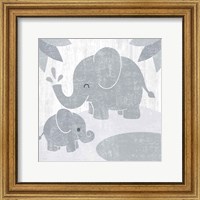 Framed Safari Fun Elephant Gray no Border