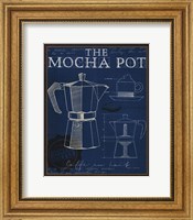 Framed Coffee Blueprint II Indigo