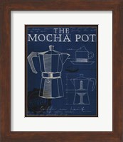 Framed Coffee Blueprint II Indigo