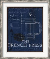 Framed Coffee Blueprint I Indigo