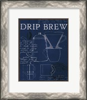 Framed Coffee Blueprint III Indigo