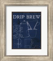 Framed Coffee Blueprint III Indigo