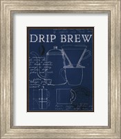 Framed 'Coffee Blueprint III Indigo' border=